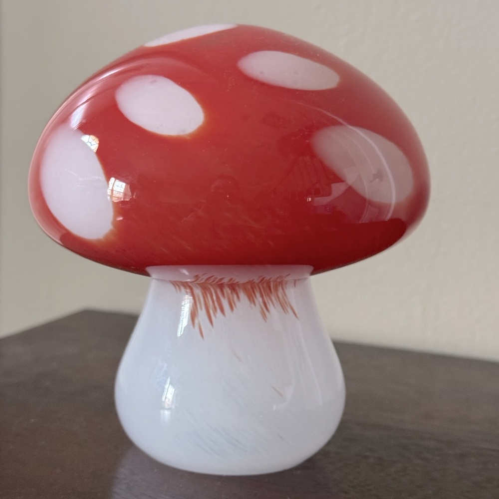 Blown Glass Red & White Amanita Mushroom